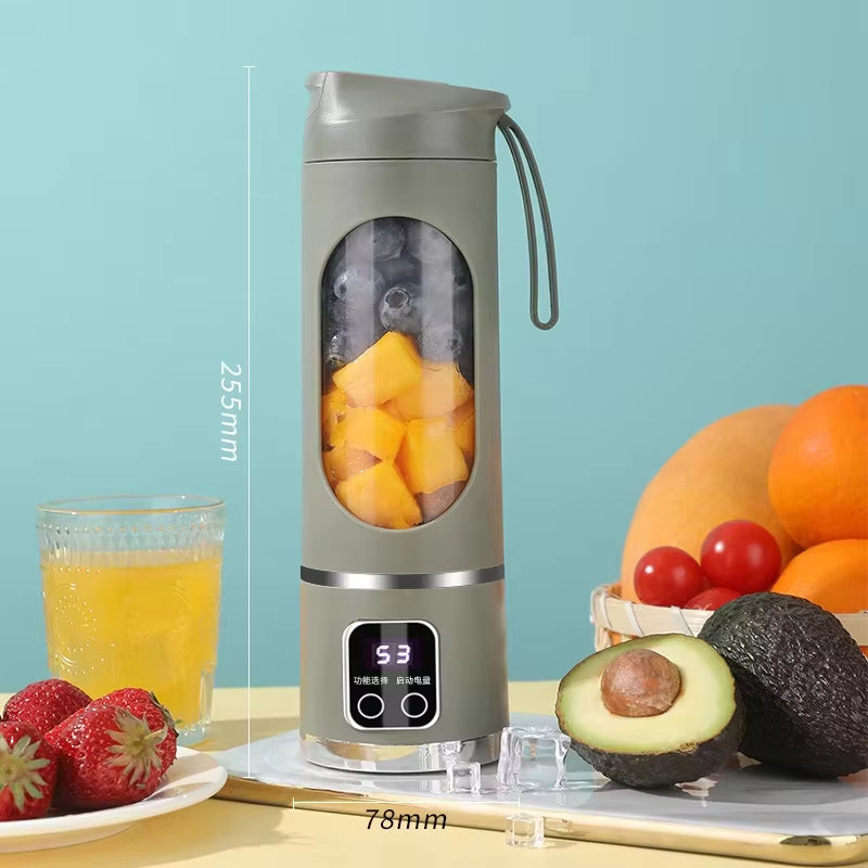 Portable Electric Juicer Cup Handheld 6-Blade USB Rechargeable Multifunctional Fruit Blender 380Ml Mini Juicer